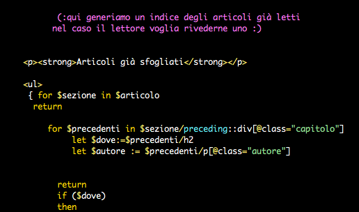 Schermata XQuery