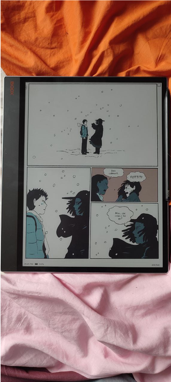 pagina di fumetto a colori su e-ink